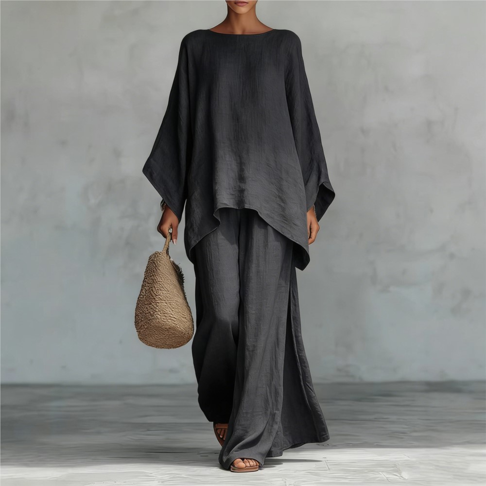 ファッションリネンルーズ長袖ワイドレッグパンツ 2 点セット - Zara Summer Clothing For Women のレビューと価格