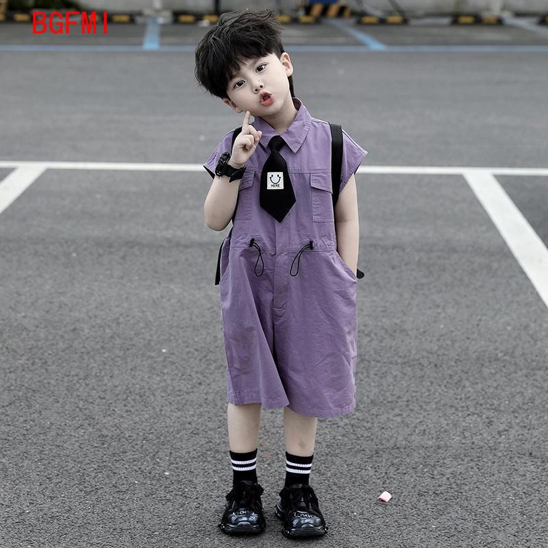 キッズサマーショーツオーバーオールカプリボーイズパープルパン - Summer Clothing For Baby Boy のレビューと価格