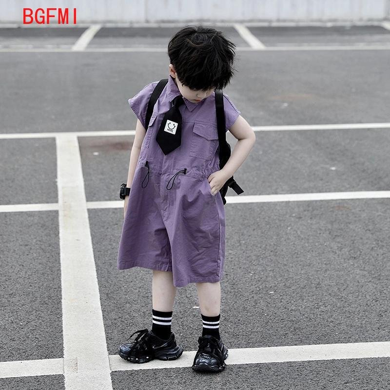 キッズサマーショーツオーバーオールカプリボーイズパープルパン - Summer Clothing For Baby Boy のレビューと価格