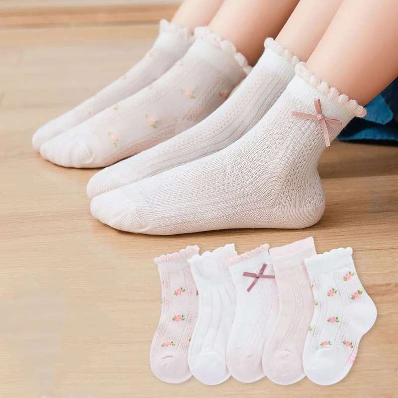 子供靴下 5 ペア/ロット春夏綿女の子靴下かわいい花柄子供の - Summer Clothing Baby Girl のレビューと価格