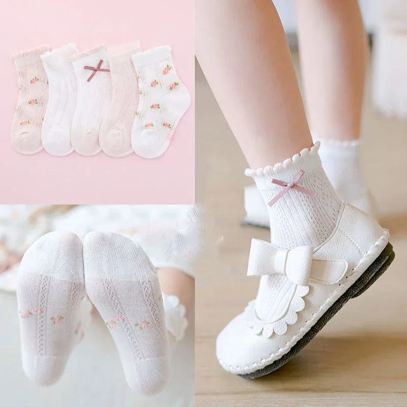 子供靴下 5 ペア/ロット春夏綿女の子靴下かわいい花柄子供の - Summer Clothing Baby Girl のレビューと価格