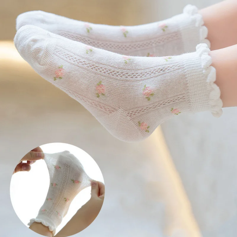 子供靴下 5 ペア/ロット春夏綿女の子靴下かわいい花柄子供の - Summer Clothing Baby Girl のレビューと価格