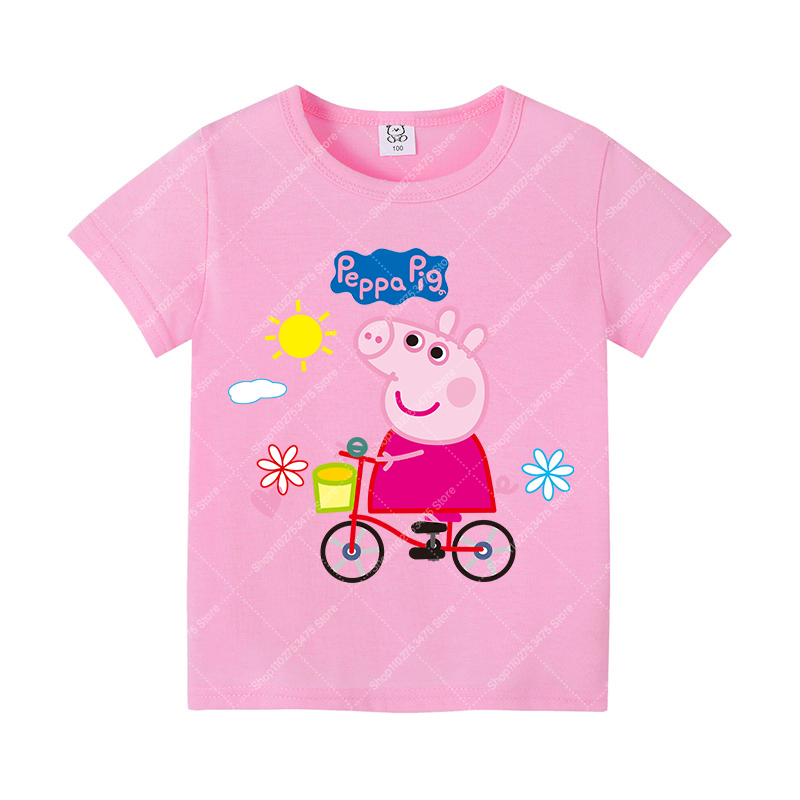 キッズガールかわいい綿 Tシャツ夏服漫画ペッパピッグプリント - Summer Clothing Girl のレビューと価格