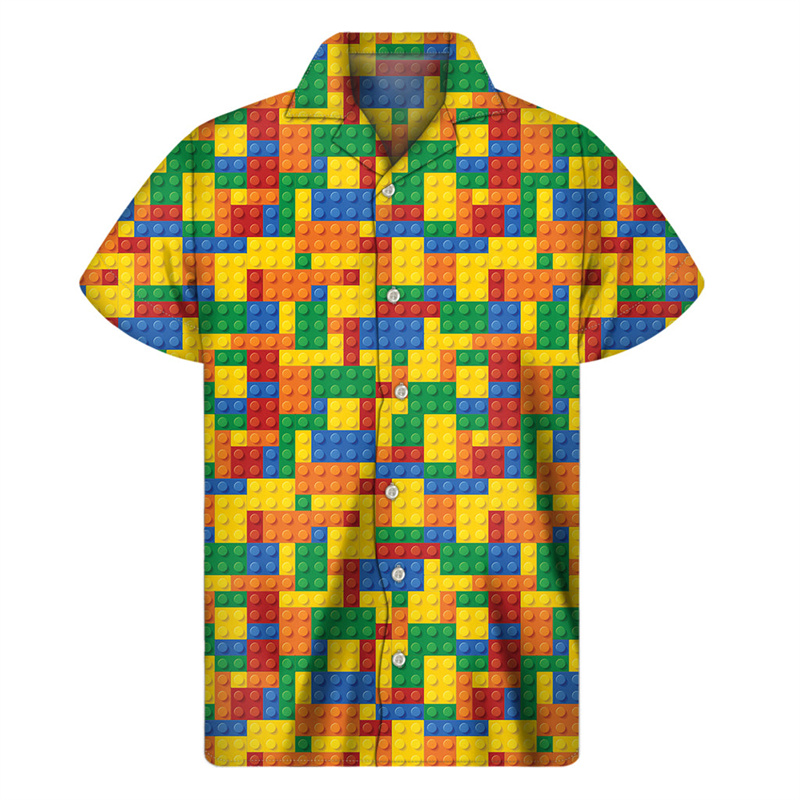 メンズ3DプリントハワイアンTシャツ,クリエイティブビルディ - Summer Clothing Guys のレビューと価格