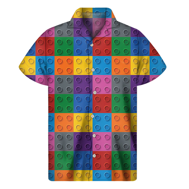 メンズ3DプリントハワイアンTシャツ,クリエイティブビルディ - Summer Clothing Guys のレビューと価格