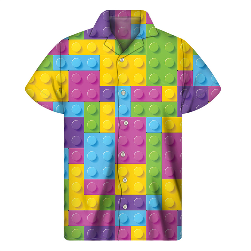 メンズ3DプリントハワイアンTシャツ,クリエイティブビルディ - Summer Clothing Guys のレビューと価格