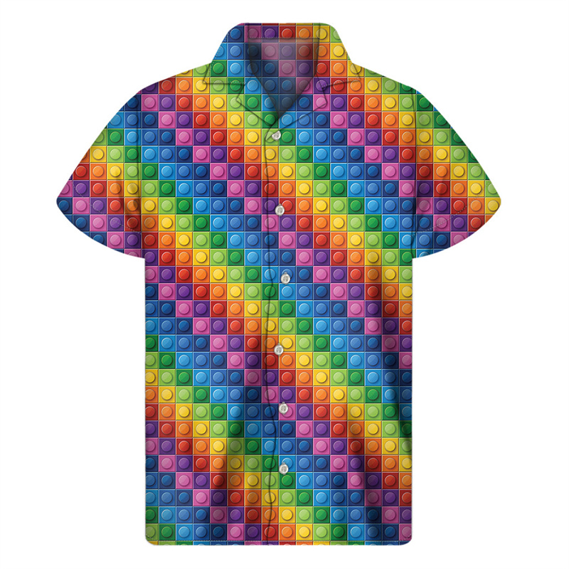 メンズ3DプリントハワイアンTシャツ,クリエイティブビルディ - Summer Clothing Guys のレビューと価格