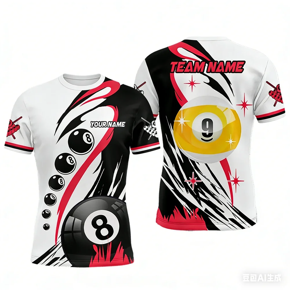ファッションビリヤードスポーツメンズTシャツ 3Dプリント  - Summer Clothing Name のレビューと価格