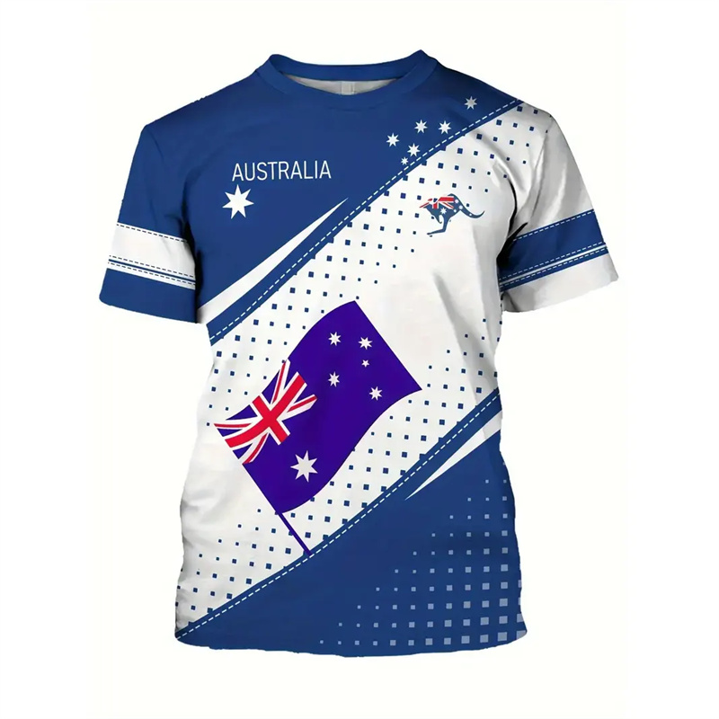 男性用オーストラリア国旗Tシャツ,3DプリントTシャツ,ラン - Summer Clothing Australia のレビューと価格