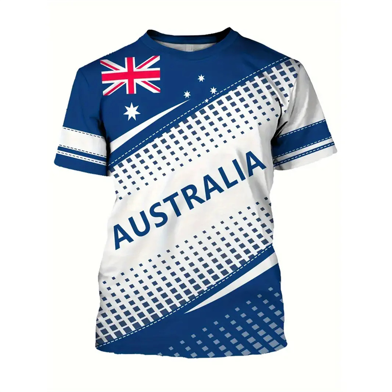 男性用オーストラリア国旗Tシャツ,3DプリントTシャツ,ラン - Summer Clothing Australia のレビューと価格