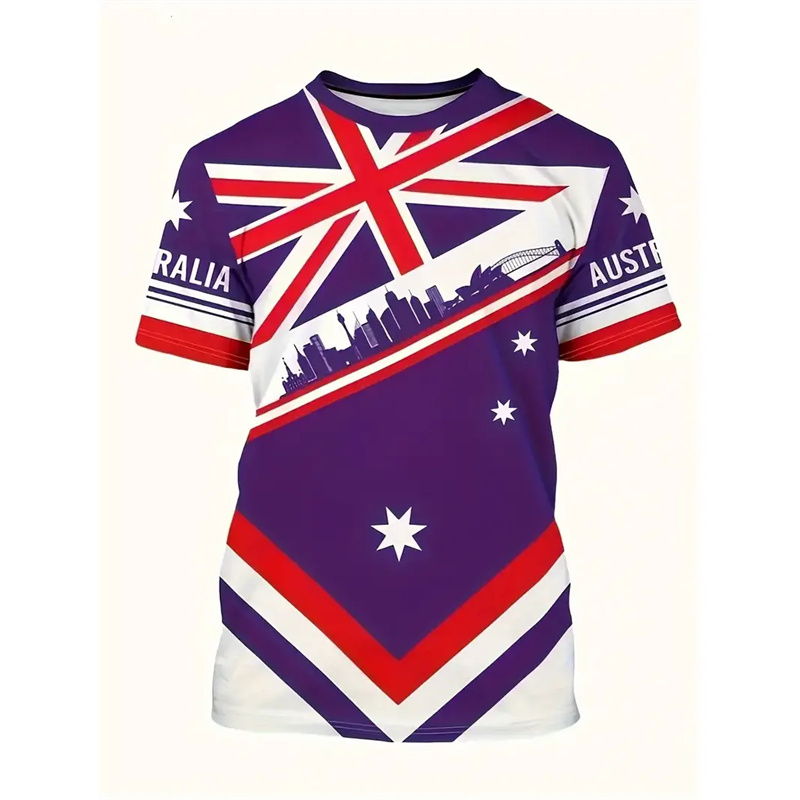 男性用オーストラリア国旗Tシャツ,3DプリントTシャツ,ラン - Summer Clothing Australia のレビューと価格
