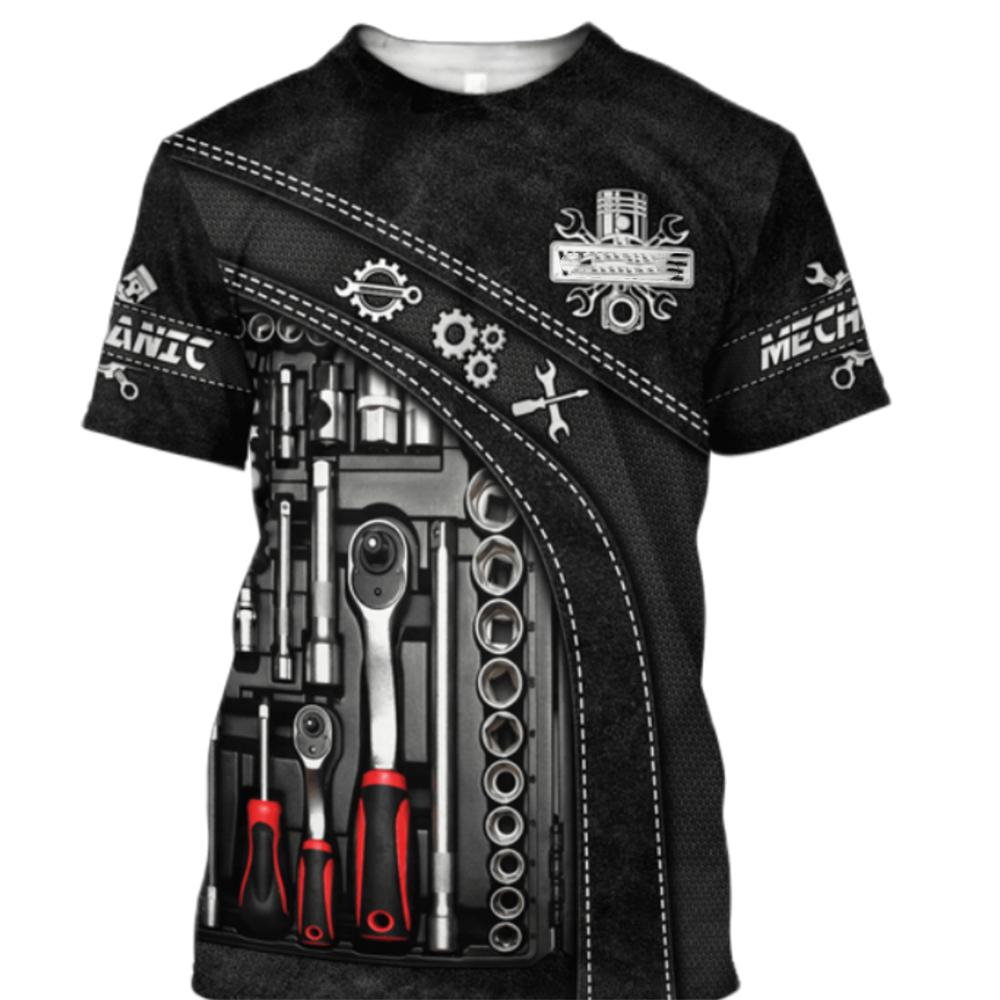 メンズ3DメカニックプリントTシャツ,特大セーター,ストリー - Summer Clothing Name のレビューと価格