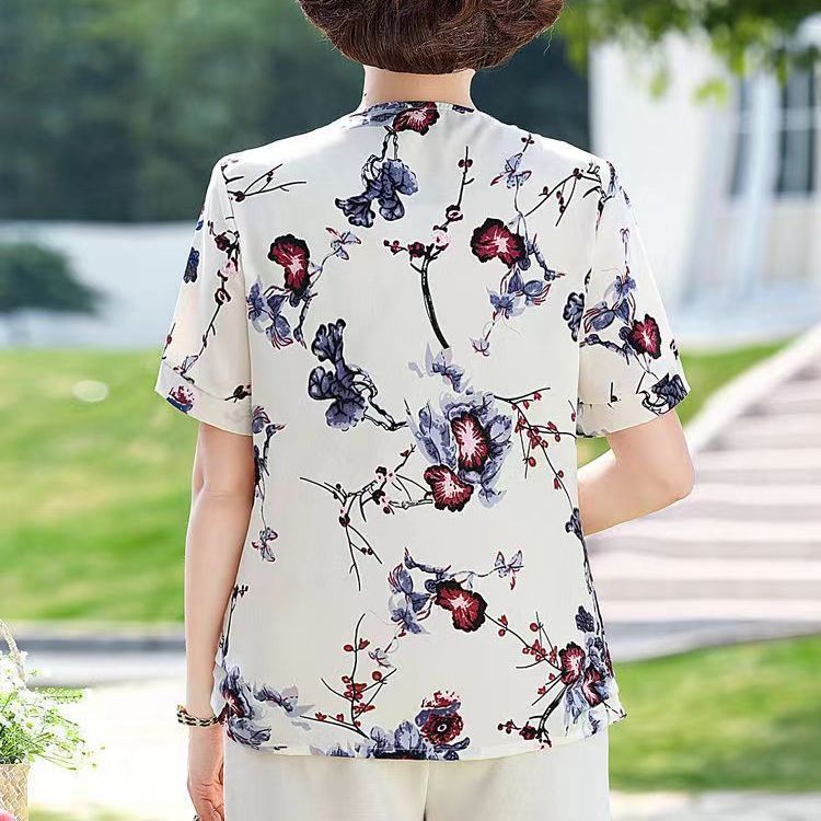 痩身効果夏の新しいスタイルママウェアルーズ半袖シフォントップ - Summer Clothing Over 60 のレビューと価格