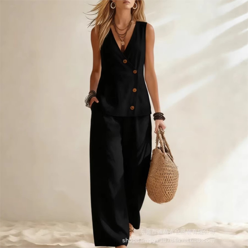 ファッションディープ V ネックノースリーブ女性夏のズボンス - Zara Summer Clothing For Women のレビューと価格