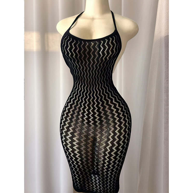 メッシュビーチカバーアップドレス レディース ホローアウト  - Swim Cover Up Mesh のレビューと価格