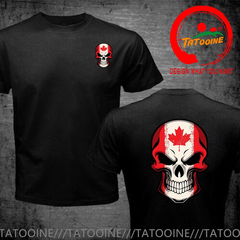 面白いデザインのカナダ国旗が描かれたスカル SRed ダブル - Summer Clothing Canada のレビューと価格