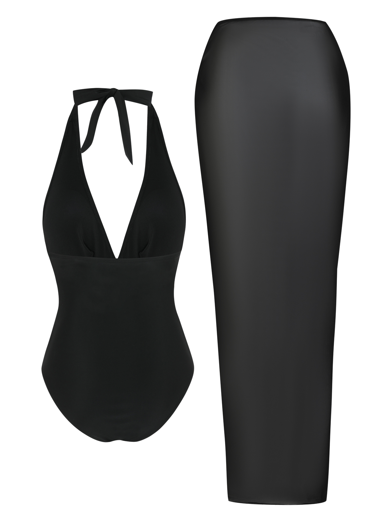 女性用スターフィッシュ装飾ホルターネックディープVワンピース - Swim Cover Up Mesh のレビューと価格