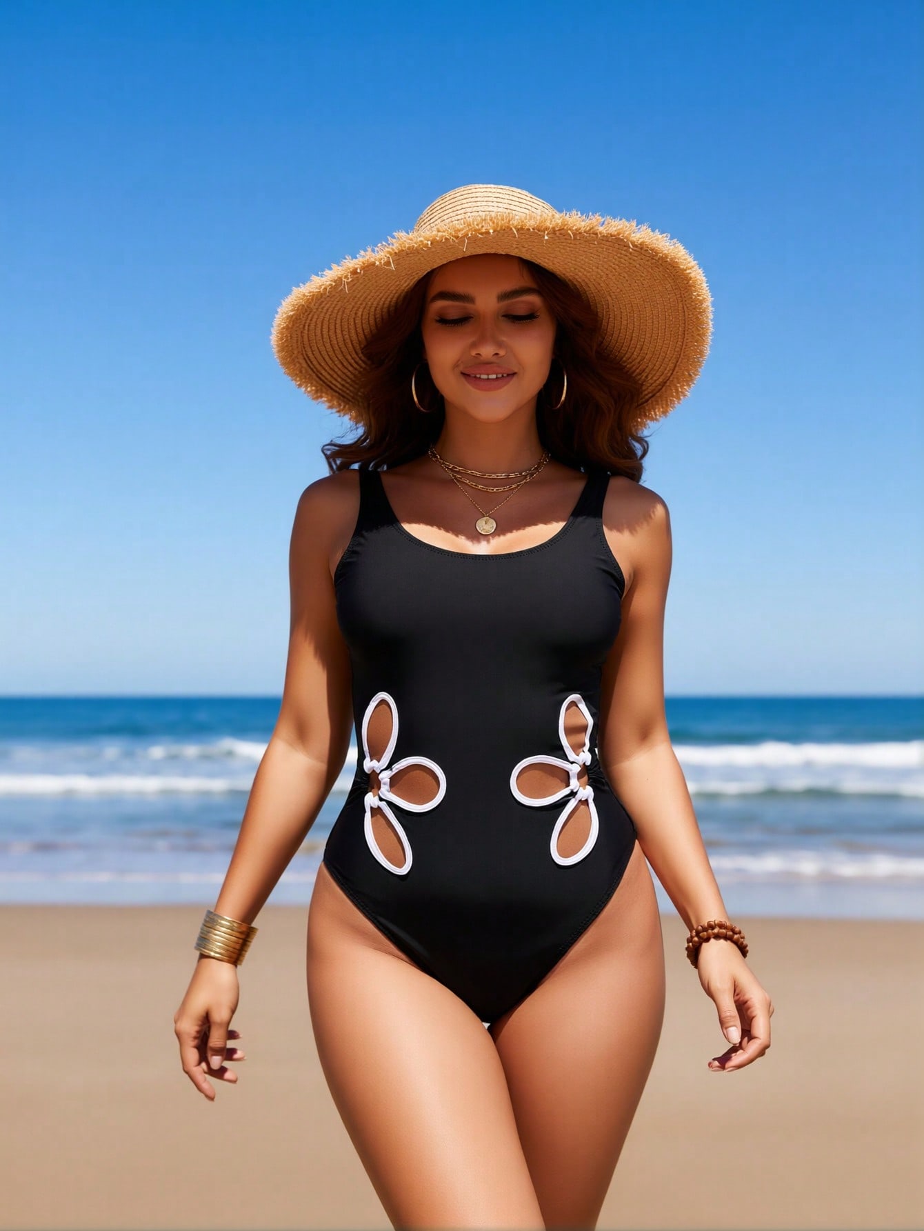 2026年新作レディースワンピース水着：無地ブラック、ホワイ - Swimsuit One Piece のレビューと価格