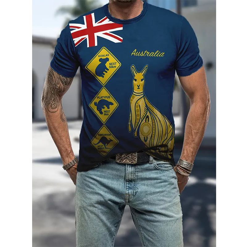 オーストラリアグラフィック Tシャツ男性夏半袖オーストラリア - Summer Clothing Women Australia のレビューと価格