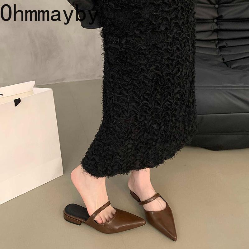 春夏ポインテッドトゥ女性ミュールスリッパファッション浅いパー - Summer Clothing Fabric のレビューと価格