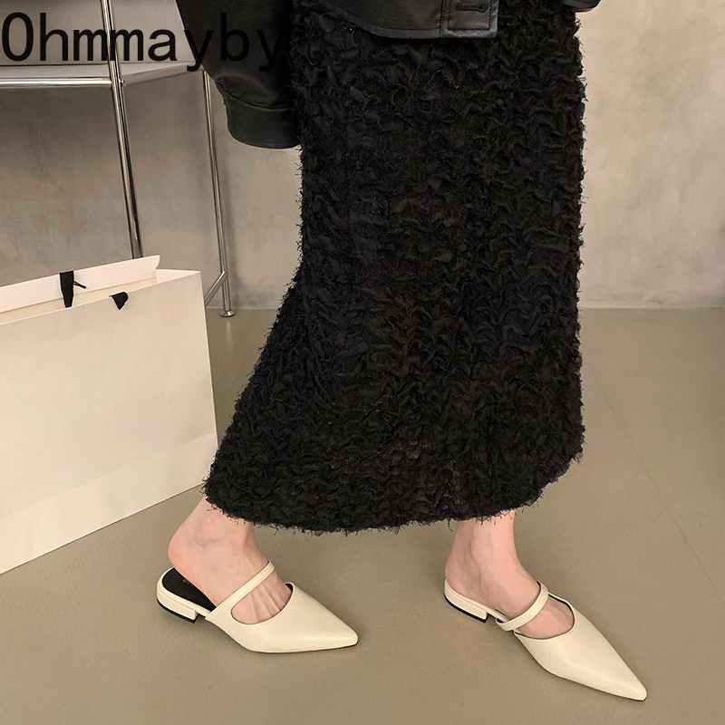 春夏ポインテッドトゥ女性ミュールスリッパファッション浅いパー - Summer Clothing Fabric のレビューと価格
