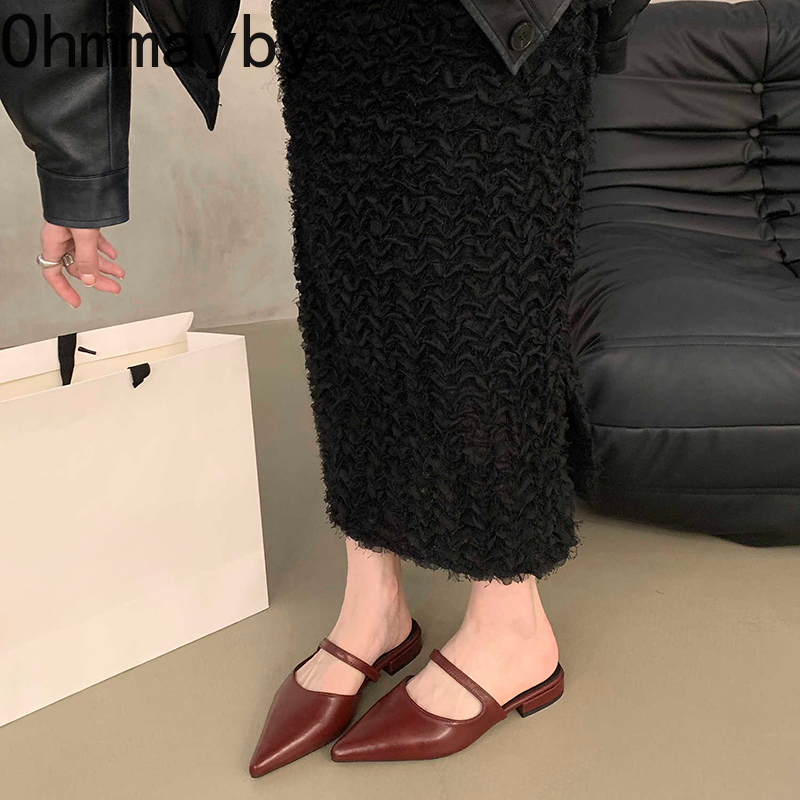 春夏ポインテッドトゥ女性ミュールスリッパファッション浅いパー - Summer Clothing Fabric のレビューと価格
