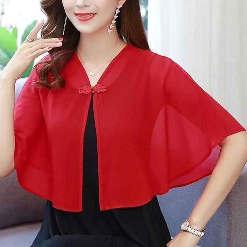 春シフォンショートアウター日焼け止めショール女性太陽服夏の日 - Summer Clothing Wear のレビューと価格