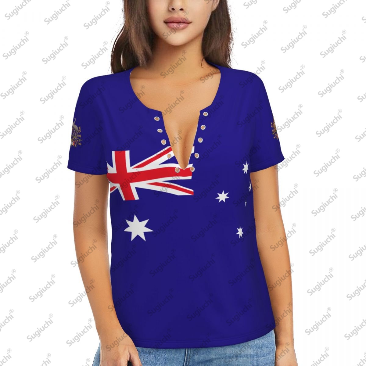 2025年オーストラリア国旗セクシーディープVネック女性用3 - Summer Clothing Women Australia のレビューと価格
