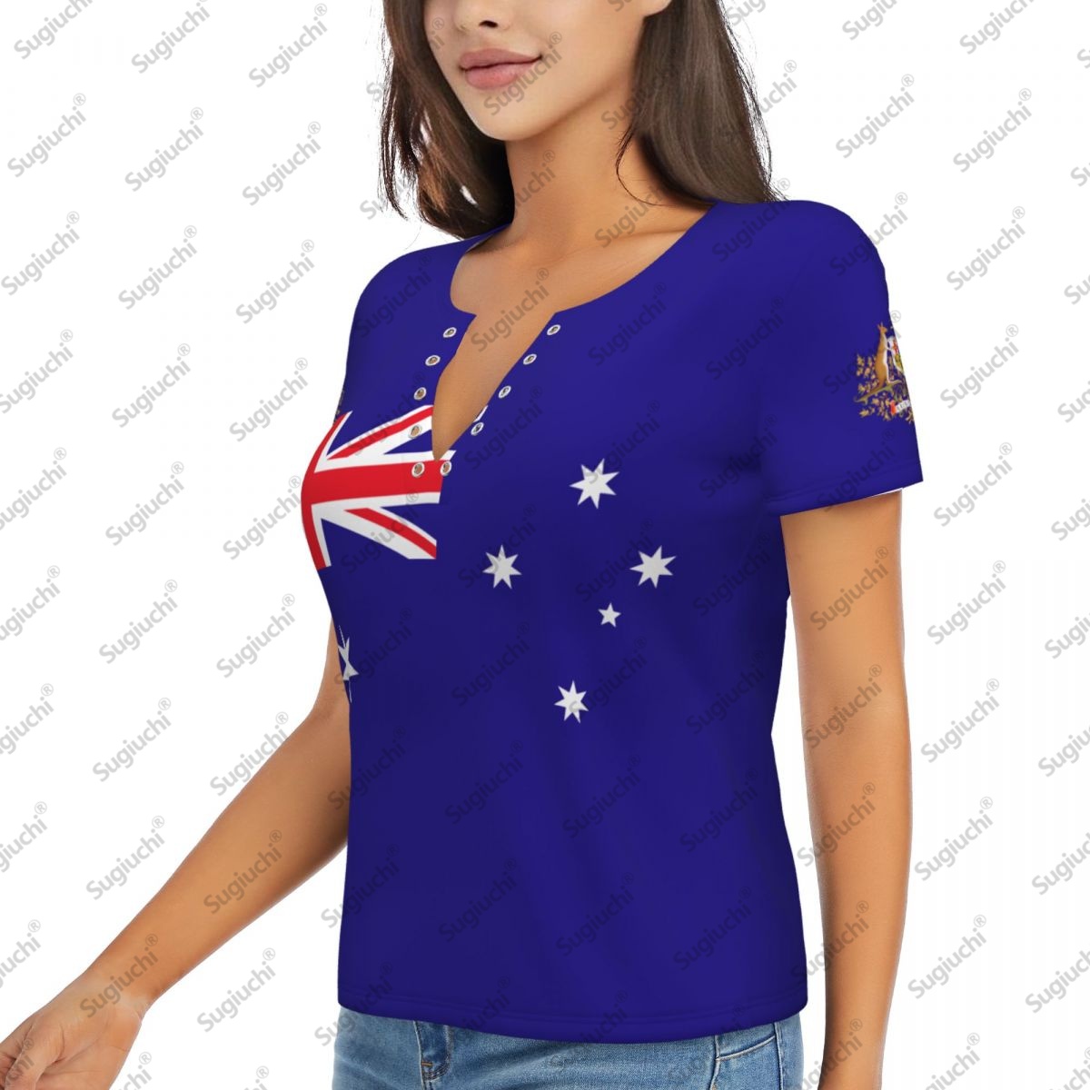 2025年オーストラリア国旗セクシーディープVネック女性用3 - Summer Clothing Women Australia のレビューと価格