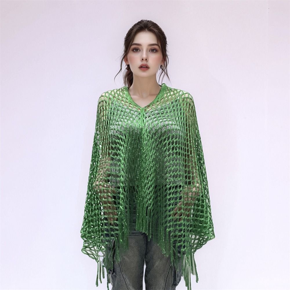 ソリッドカラー タッセル付き日焼け止めカバーアップ クロシェ - Swim Cover Up Mesh のレビューと価格