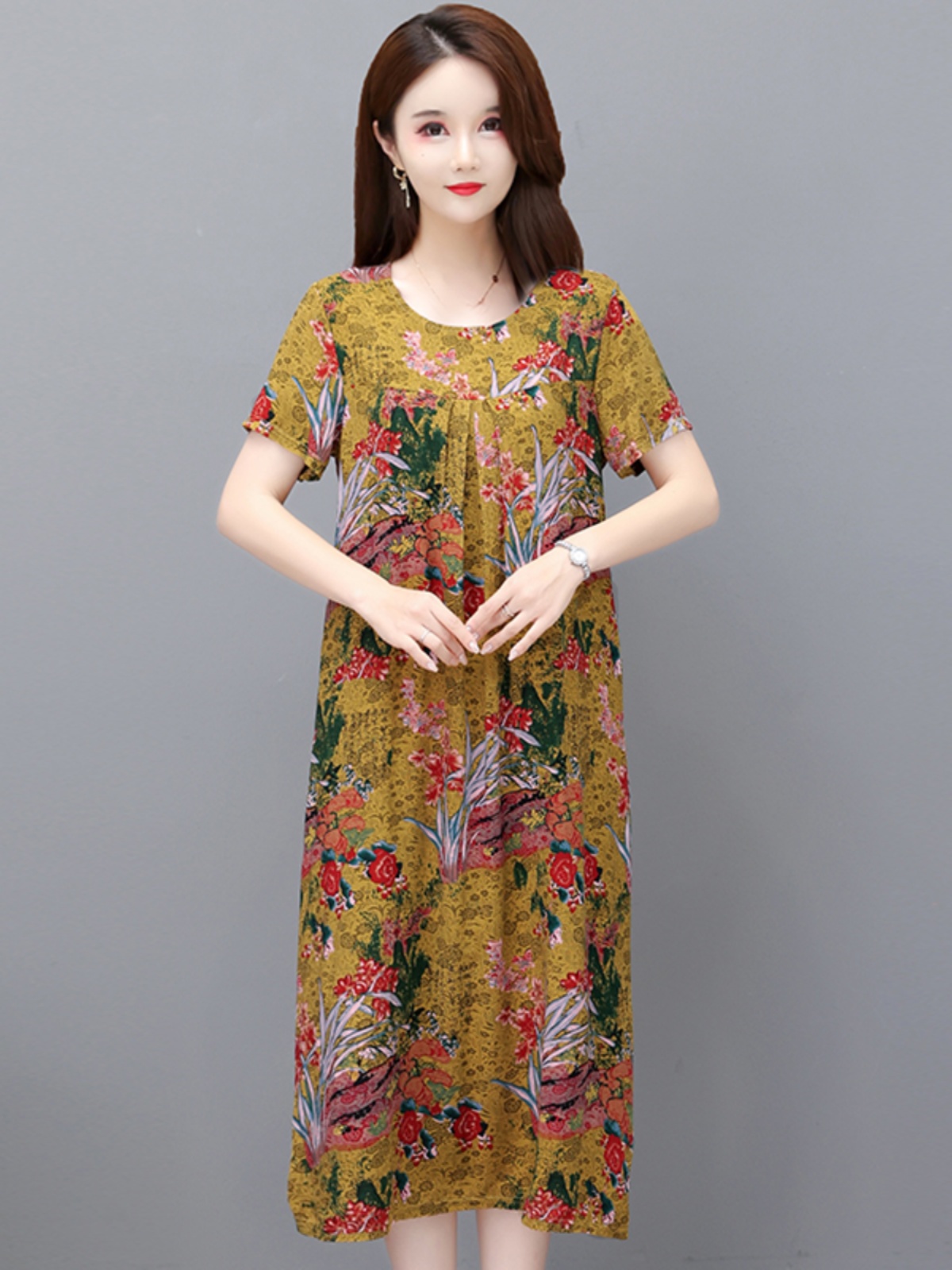 プラスサイズ 夏の新作 ゆったりワンピース 花柄 体型カバー - Summer Clothing Over 60 のレビューと価格