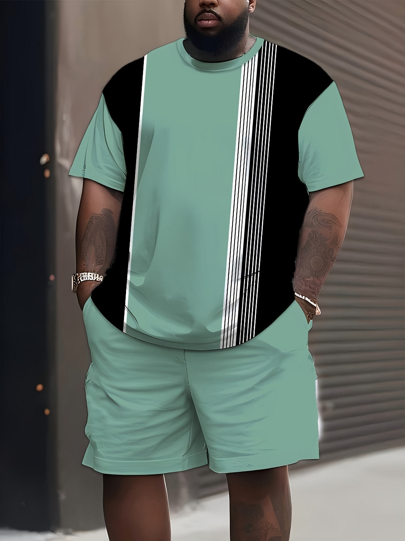 夏用大きいサイズメンズ服3Dプリント半袖トップス＆ショーツ2 - Summer Clothing Guys のレビューと価格