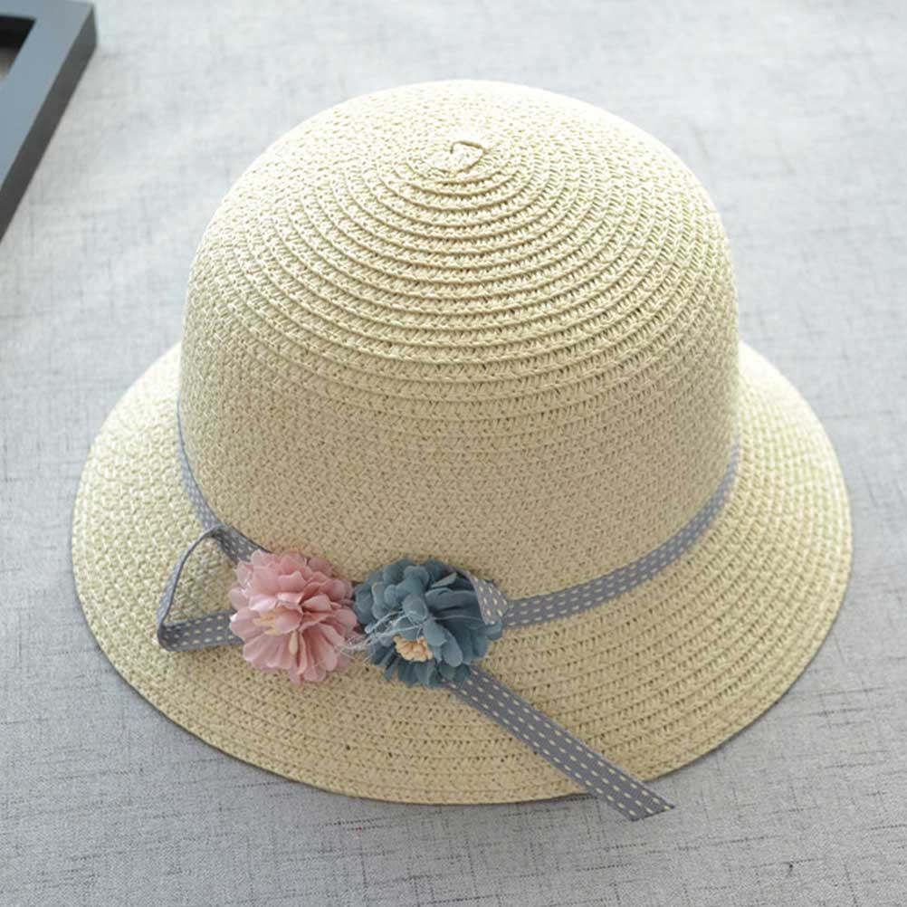 ベージュのキッズ用麦わら帽子ビーチキット、大きなつば付きクロ - Beach Bag Straw のレビューと価格