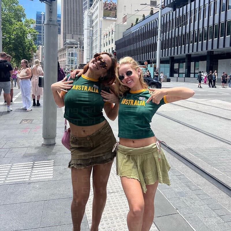女性のためのオーストラリアの文字がプリントされたクロップトッ - Summer Clothing Women Australia のレビューと価格