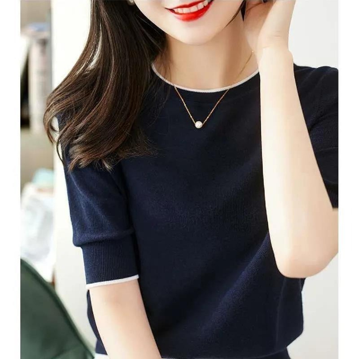 レディースセーター 夏 春 韓国ファッション 半袖 無地 ジ - Summer Jumper Clothing のレビューと価格