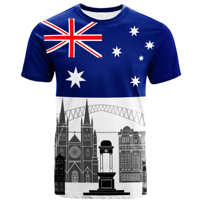 オーストラリアグラフィック Tシャツメンズ Tシャツ 3D  - Summer Clothing Women Australia のレビューと価格