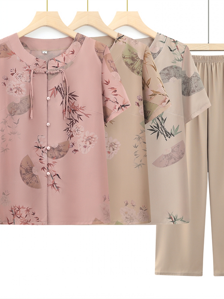 おしゃれな半袖ツーピースセット 中高年女性向け 夏服 ママス - Summer Clothing Over 60 のレビューと価格